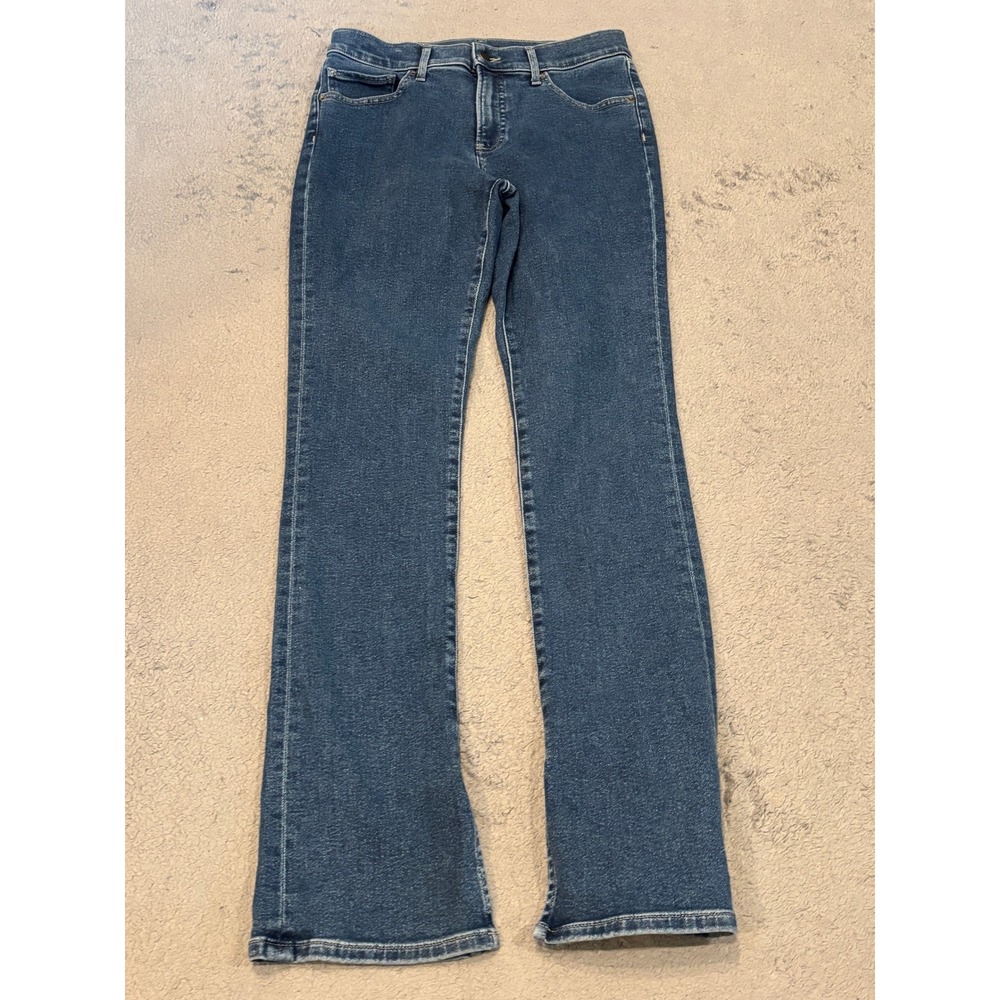 Express Skyscraper Mid Rise Hyper Sculpt Bootcut Jeans Blue 10R Split Hem